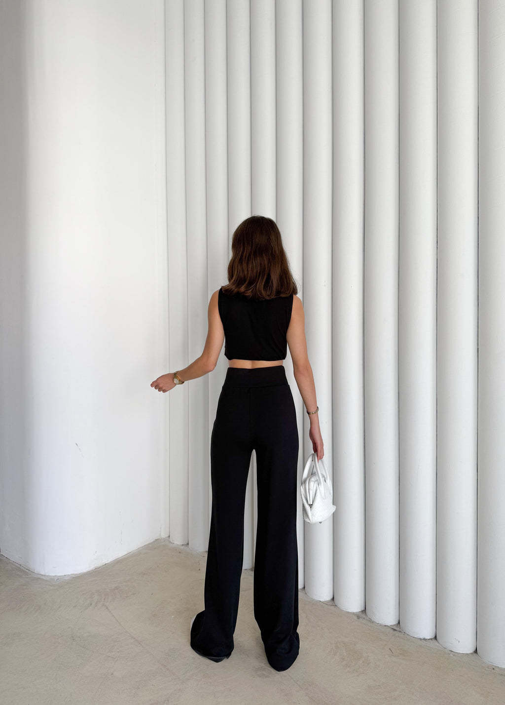Kadın Siyah Renk Modal Kumaş Bol Paça Yumuşak Dokulu Yüksek Bel Likralı Pantalon