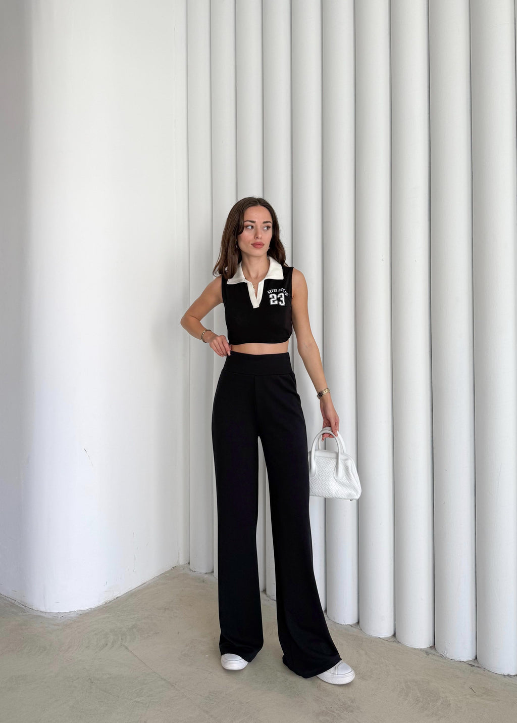 Kadın Siyah Renk Modal Kumaş Bol Paça Yumuşak Dokulu Yüksek Bel Likralı Pantalon
