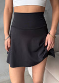 Siyah Renk 2 Katmanlı Yüksek Bel Parlak Taş Detaylı Tenis Eteği Spor Şort Etek Tennis Skirt